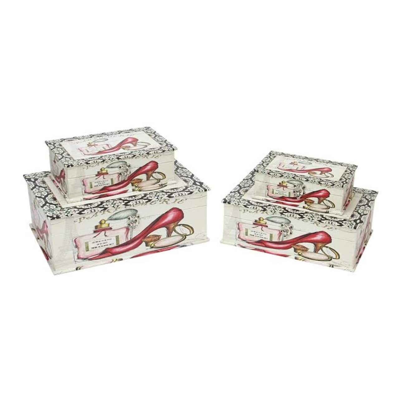 Vintage-Style French Fashion Wooden Storage Boxes Set